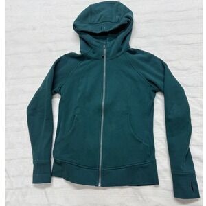 Lululemon Scuba Hoodie Teal Full Zip Thumbholes Women Size 10 Athletic